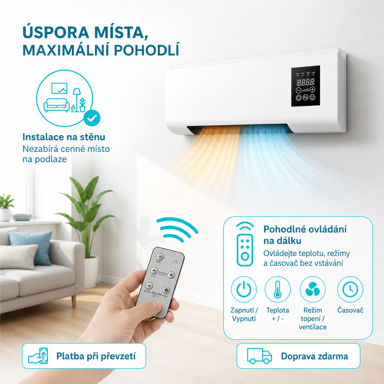 AirVento™ – Nástěnný ohřívač a ventilátor 2v1 + SLEVA 60 % POUZE DNES