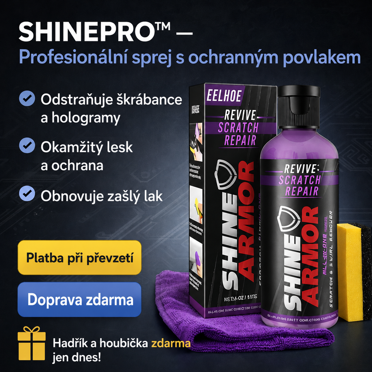 SHINEPRO™ – Profesionální ochranný sprej + Dnes získáte hadřík a houbičku ZDARMA!
