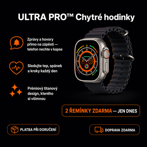 ⌚ ULTRA PRO™ Chytré hodinky + 2 ŘEMÍNKY ZDARMA  JEN DNES 🎁