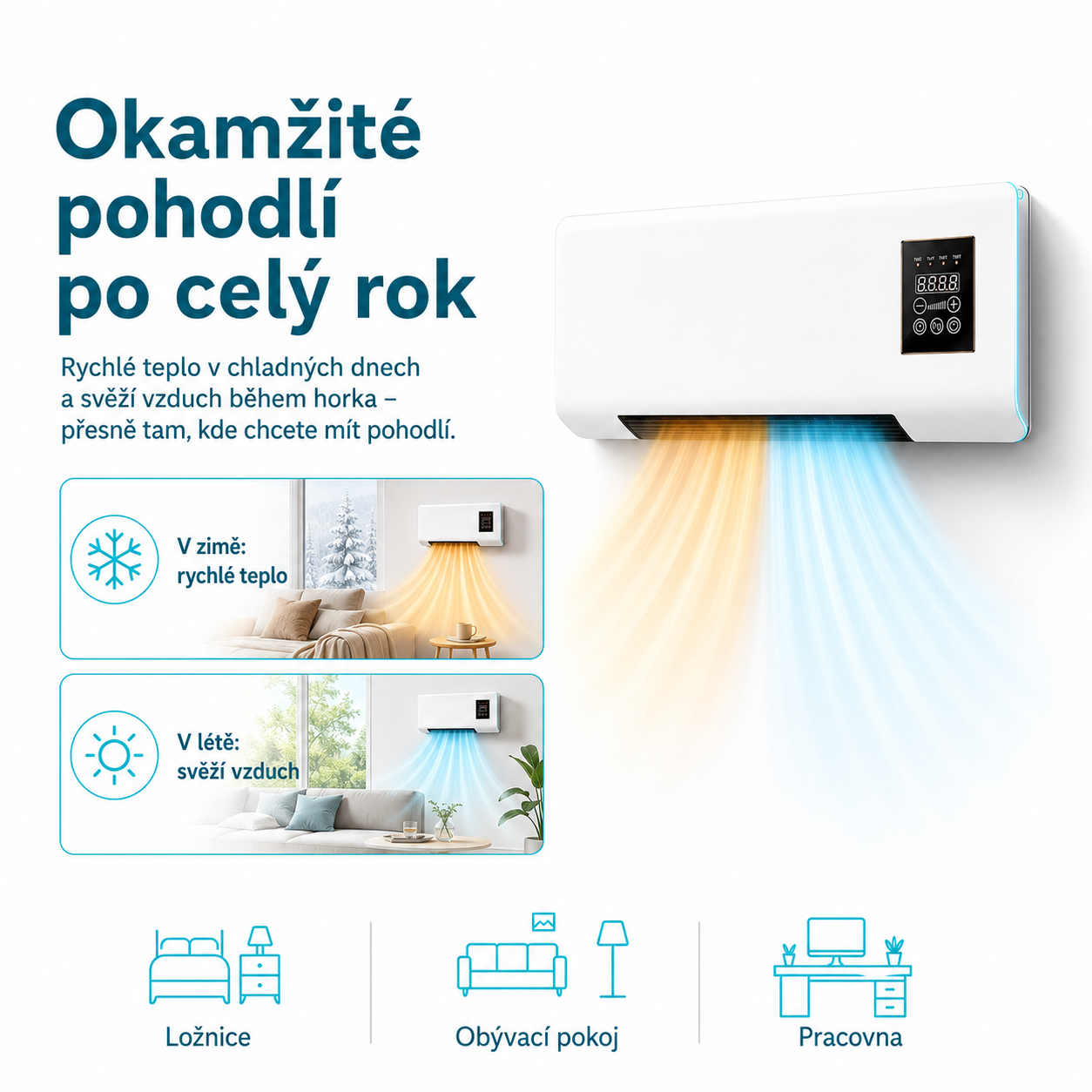 AirVento™ – Nástěnný ohřívač a ventilátor 2v1 + SLEVA 60 % POUZE DNES